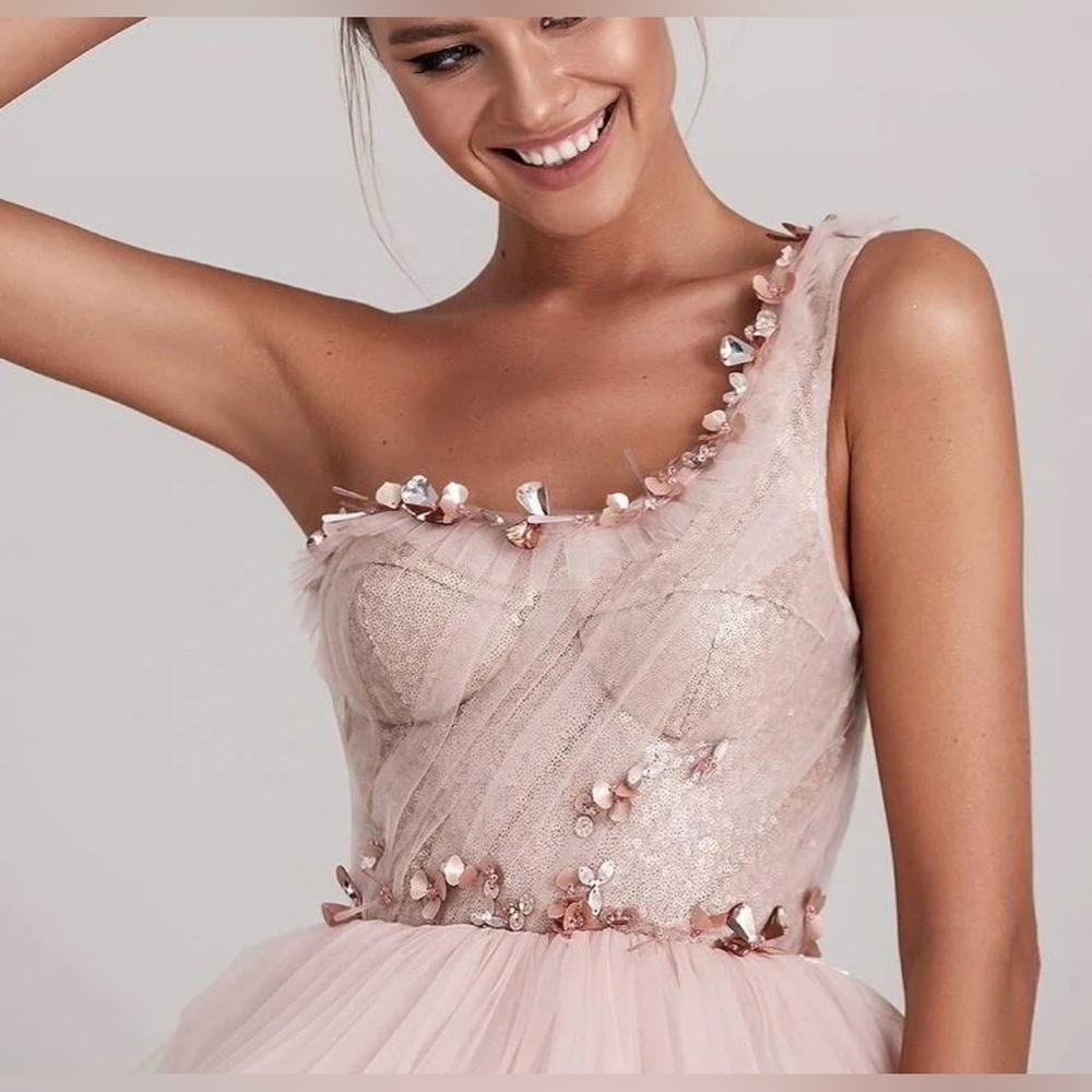 Blush Pink Tulle Gown - Picture 2 of 5